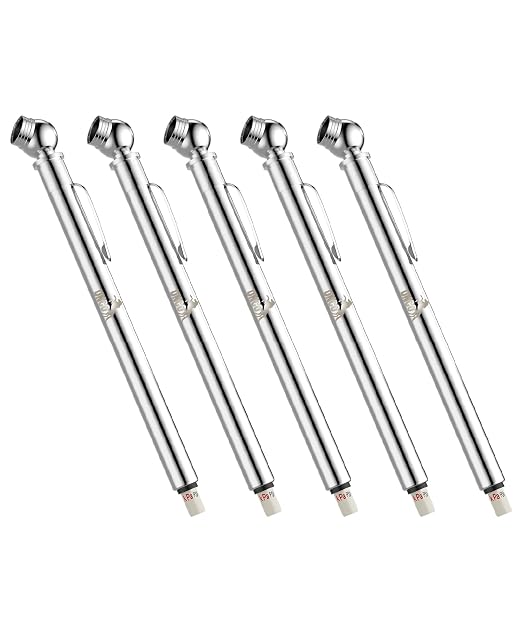 UNCO- Pencil Tire Pressure Gauge, 5 Pack, 10-75 PSI, Pencil Air Pressure Gauge for Tires