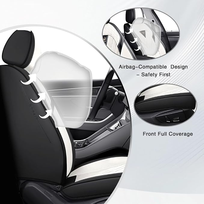 Fit for Toyota RAV4 Seat Covers 2001-2026,Premium Leather, 360° Full Protection, Thick Padding & Memory Foam, Waterproof & Stain-Resistant Car Seat Cover Full Set (5 Seat,Cream White)