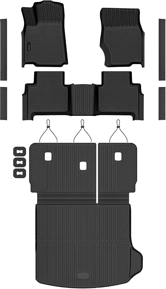 Auxko All Weather Floor Mats Cargo Mat for Jeep Grand Cherokee 2022-2026 with Backrest Mat & Door Sill Protector TPE Liners All Season Accessories Guard Odorless Anti-Slip Liners Trunk Tray