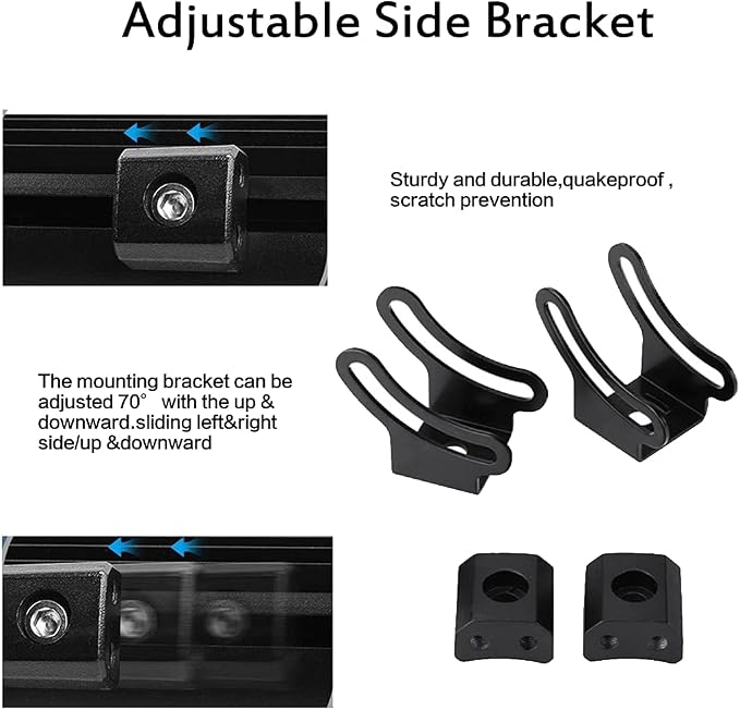 LED Light Bar Base Mounting Bracket Universal Adjustable Slide Mounting Brackets 2PCS Side Bracket Kit for Most Straight or Curved Light Bars from 4 inch up to 52 inch(Pack of 2)