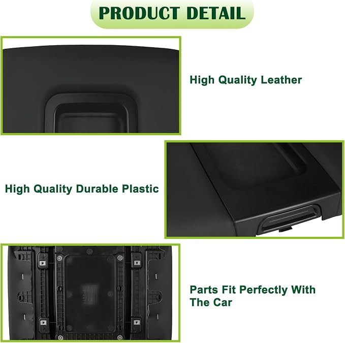 Front Seat Center Console Armrest Lid Cover with Liner Mat Black Compatible with 2014-2019 Chevrolet Chevy Silverado Suburban Tahoe GMC Sierra Yukon XL Replaces 22881398 22876379