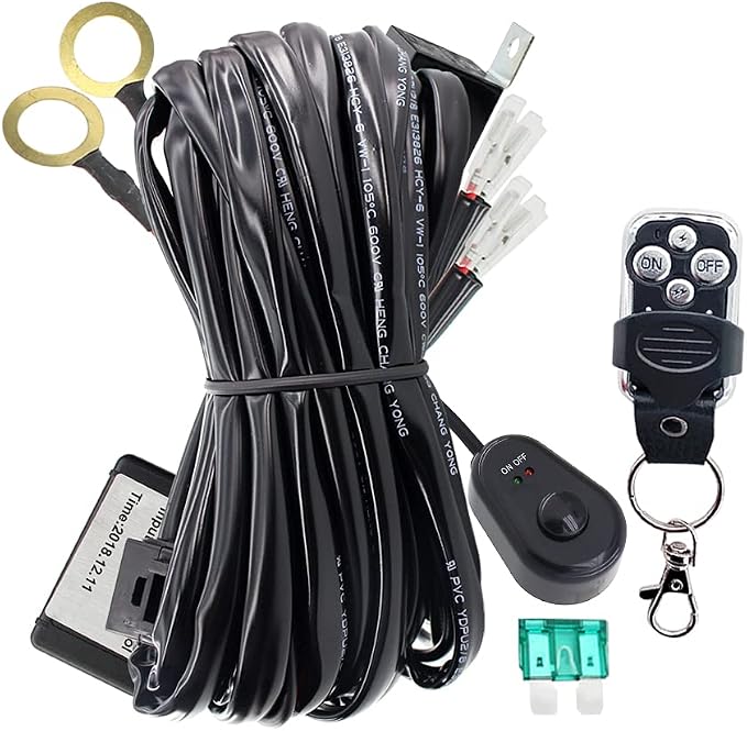 LED Work Lights Bar Remote Wiring Harness Kit 12V 40A LED Lights Remote Wiring Harness Switch Relay 14AWG Core Cable Harness 2 Leads fit for Car Fog Lights Work Driving Lights Bar
