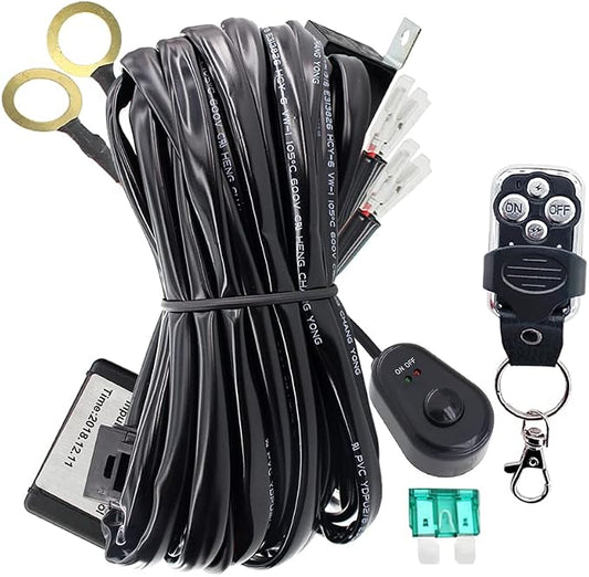 LED Work Lights Bar Remote Wiring Harness Kit 12V 40A LED Lights Remote Wiring Harness Switch Relay 14AWG Core Cable Harness 2 Leads fit for Car Fog Lights Work Driving Lights Bar
