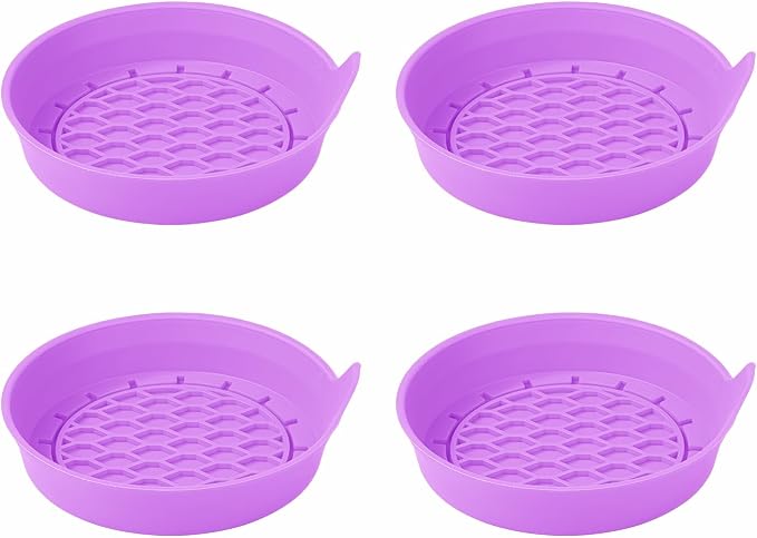 4 Pack Car Cup Holder Coaster, 3.15 Inch Non-Slip Silicone, Purple | Cup holder insert, spill proof ,raised lip, honeycomb base, rinse clean, fits most sedans suvs trucks, automotive accessories