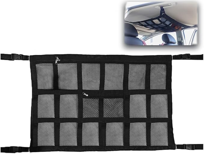 Car Ceiling Cargo Net for Lexus GX 470 LX 470 LX570, Car Overhead Storage Mesh Organizer, Adjustable Buckle Roof Storage, Auto Cargo Organizer, Interior Accessories, 90 * 65