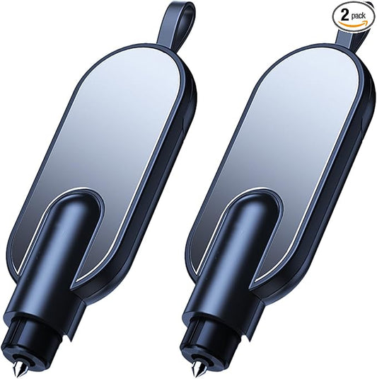 Terrastrike Car Escape Tool, Upgraded Car Escape Tool – 2-Pack Emergency Safety Hammer (Black (2 Pack))