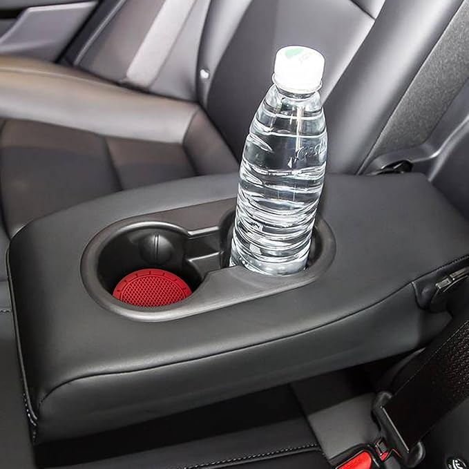 4 Pack Cup Holder Coaster, 2.75 Inch Diameter Non-Slip Universal Insert Coaster, Durable, Suitable for Most Car Interior, Car Accessory for Women and Men (Red)