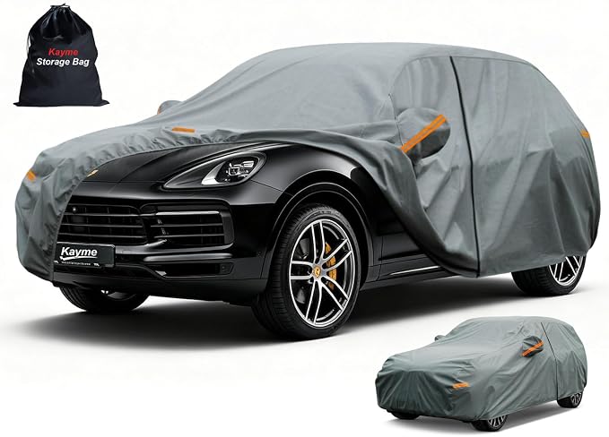 Kayme Heavy Duty Car Cover Custom Fit Porsche Cayenne, Cayenne S, GTS, Turbo, Turbo S, Waterproof All Weather for Automobiles, Full Exterior Covers Rain Sun UV Protection.