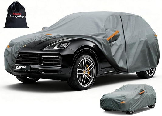 Kayme Heavy Duty Car Cover Custom Fit Porsche Cayenne, Cayenne S, GTS, Turbo, Turbo S, Waterproof All Weather for Automobiles, Full Exterior Covers Rain Sun UV Protection.