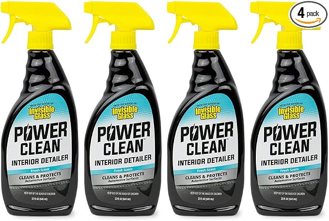 Invisible Glass 92024-4PK Power Clean Interior Detailer Cleaner & Protectant – Cleans, Conditions & Restores Plastic, Vinyl, Rubber & Carbon Fiber – OEM Finish, Fresh Scent – 22 fl oz (Pack of 4)