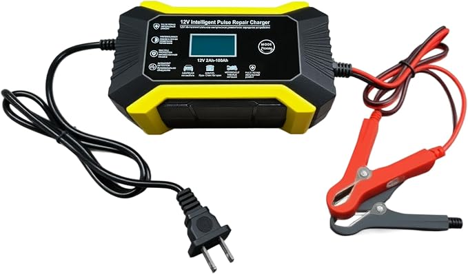 Car Battery Charger, 12V 6A Automatic Smart Battery Trickle Charger with LCD Display, Battery Maintainer Desulfator with Temperature Compensation, Universal for Car, Truck, SUV RV, Boat