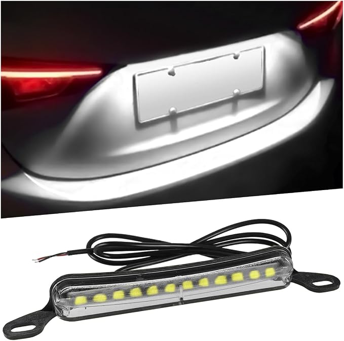 ZIMISI Car LED License Plate Light, 12V DC High Bright Tag Lights for License Plate, Waterproof LED Light Tag Lamp for Running/Reverse/Tail Light, Fits ATV, Trailer, UTV, Truck, Boat (White)