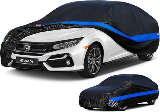 Car Cover Waterproof All Weather for Automobiles, Universal Fit Honda Civic Insight, Toyota Corolla Prius, KIA Forte, Hyundai Elantra, Volkswagen Jetta, Nissan Sentra, Ford Focus etc.