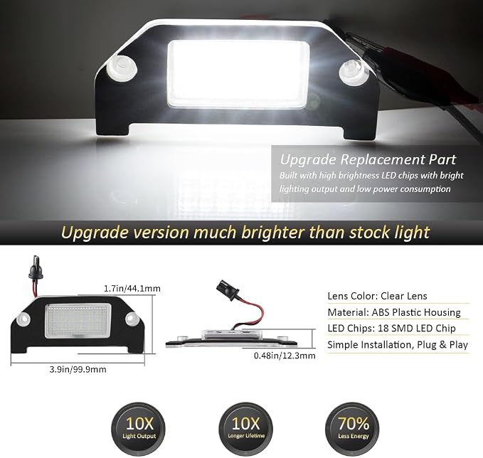 D-Lumina LED License Plate Light Tag Lamp Assembly for 2005-2014 Dodge Charger, 2008-2014 Dodge Challenger, 2005-2014 Chrysler 300, Dodge Avenger Magnum Dart, 6000K White Tag Lights, Pack of 1