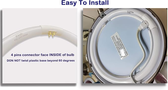 9 inch (FB681) T5 Circular Bulb Replacement for Zadro GLA, GLAW, SLWR, SLVR Makeup Mirror,22W Fluorescent Bulb,G10q 4 Pin Inward, 6500K Daylight lamp, Soft White,(9'' T5 22W)
