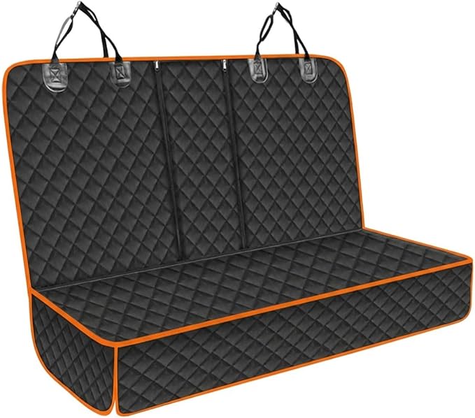 Car Back Seat Cover for Dog, 53" Pet Bench Backseat Cover, Orange | Waterproof Nonslip Car Seat Protector for Pet Kids for Cars SUVs Trucks