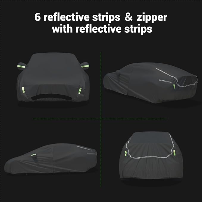 Tecoom Fit for Tesla Model Y Car Cover Waterproof All Weather, Model Y Cover Fit for 2020-2023 Tesla Model Y with Ventilated Mesh, Charge Port Opening, Fleece Lining, Trunk Opening, Zipper Door