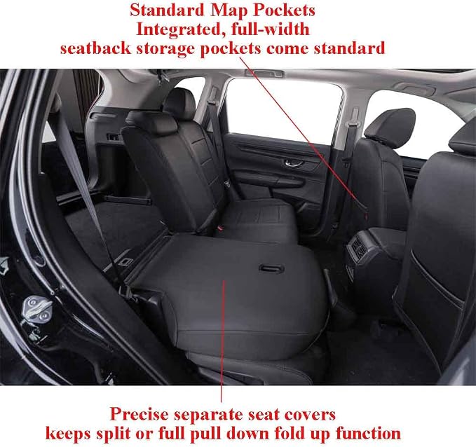EKR Car Seat Covers for Honda CRV 2023-2026 Neoprene Full Set | Custom Fit for Honda CRV 2023 2024 2025 2026 Easy-Wipe Protection,Waterproof Pet-resistant,Neoprene(Black)