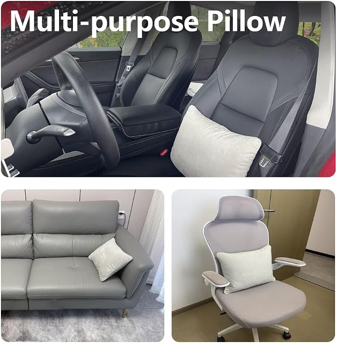 BlissfulNest Lumbar Support Pillow, 1 Pack, Can be Used in Car Seats/Chair/Sofa/Bed to Offer Lower Back Support; Can be Used Between Legs to Relieve Lower Back Pain; Suede Fabric, Extra Soft/Cushion