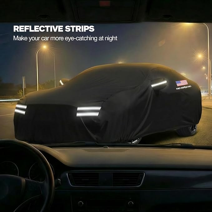Car Cover Compatible with Ford Mustang, Full Car Covers Waterproof All Weather Dustproof, Snowproof, UV Protection Exterior Car Covers for Automobiles Universal Fit Ford Mustang