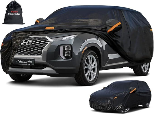Kayme 7 Layers SUV Car Cover Custom Fit for Hyundai Palisade (2019-2025) Waterproof All Weather for Automobiles, Outdoor Full Cover Rain Sun UV Protection.Black