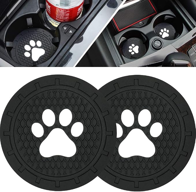 BukNikis Car Cup Holder Coasters-Car Interior Accessories 2.75 inch Silicone Anti Slip Cute Dog Paw Car Coaster -Universal (Pack of 2)