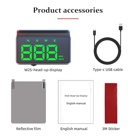 Heads up Display for Cars,Car HUD Head up Display W2S,Speedometer for Car,Digital Speedometer for Car Plug and Play,Speedometer with Overspeed Alarm,Automatic Brightness Adjustment,LED Large Font