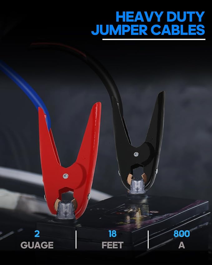 SAFEMATE 2 Gauge 18 feet Heavy Duty Jumper Cables - Automotive Booster Jumper Cables for Jump Starting Dead or Weak Batteries
