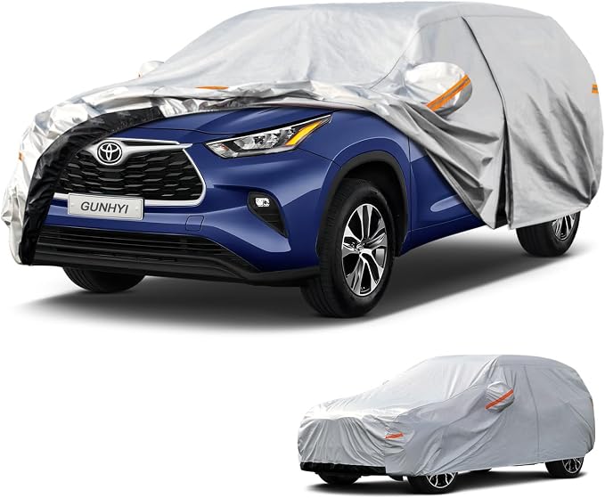 GUNHYI 6 Layers SUV Car Cover Custom Fit Toyota Highlander (2013-2026) Waterproof All Weather, Heavy Duty Outdoor Snow Sun Rain Uv Protection (Ships from US Warehouse, Delivery 3-8 Days)