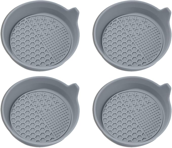 4PCS Car Cup Holder Coaster, Silicone Non-Slip Vehicle Insert Water Bottle Mat, Universal Insulation Drink Cup Pad Decor for SUV/Sedan/Truck, Automotive Interior Accessories (Gray)