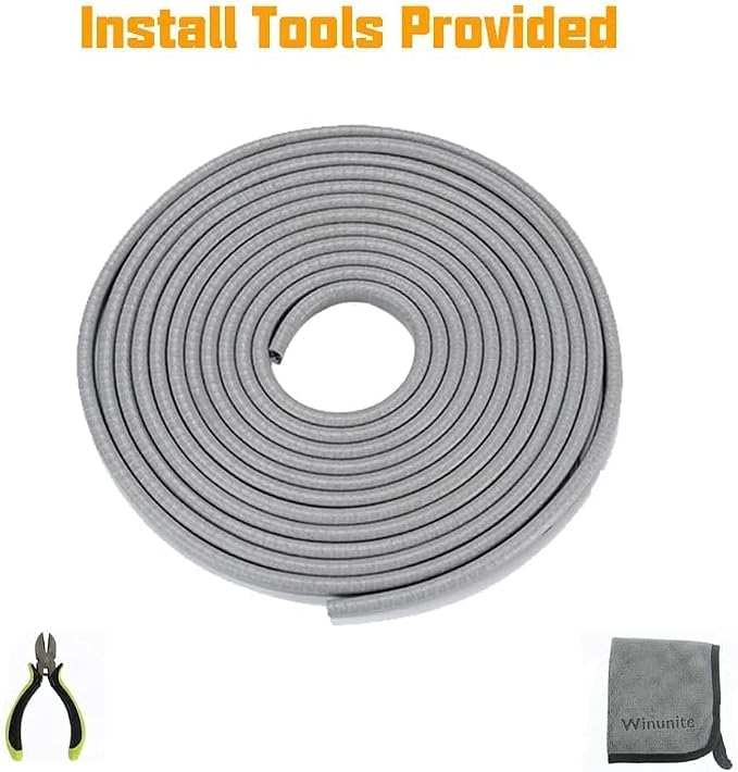 Winunite 16.4ft(5m) Car Door Edge Guards Light Gray– Fits Most Vehicles, No Glue, U-Shaped, Built-in Metal Clips, Scratch and Chip Resistant – Reduces Dings in Parking Lots