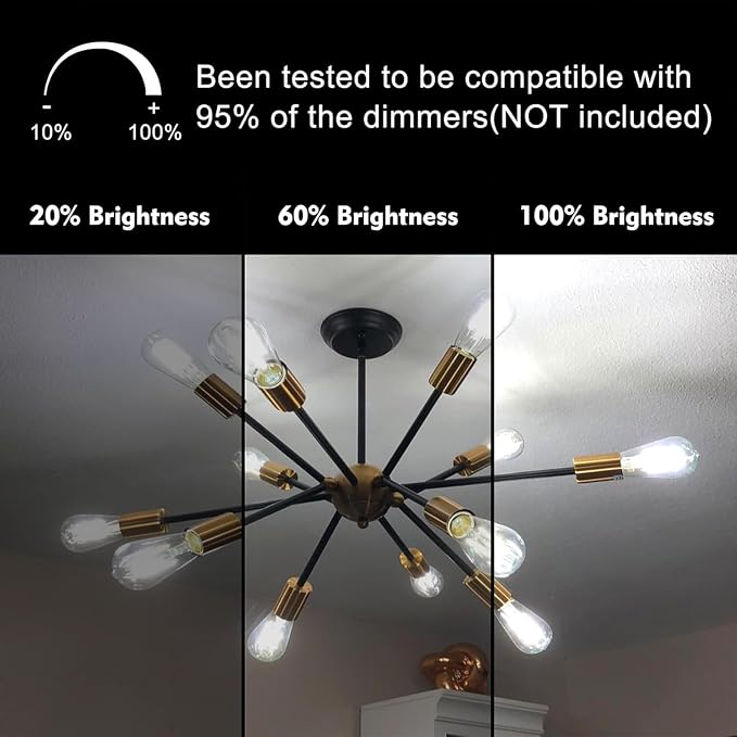 TJOY LED Edison Light Bulbs, E26 Dimmable Vintage Bulb, 8W = 60W Equivalent | Daylight White 5000K, 800LM, E26 Base, ST19/58, 80+CRI, Clear Glass, Antique Decorative Filament Bulb for Living Room, 20Pack