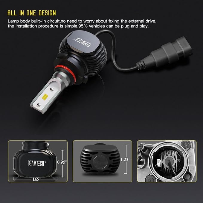 BEAMTECH 9005 9006 Bulbs, Fog lights Combo, Fanless 300% Brighter, 4 Bulbs