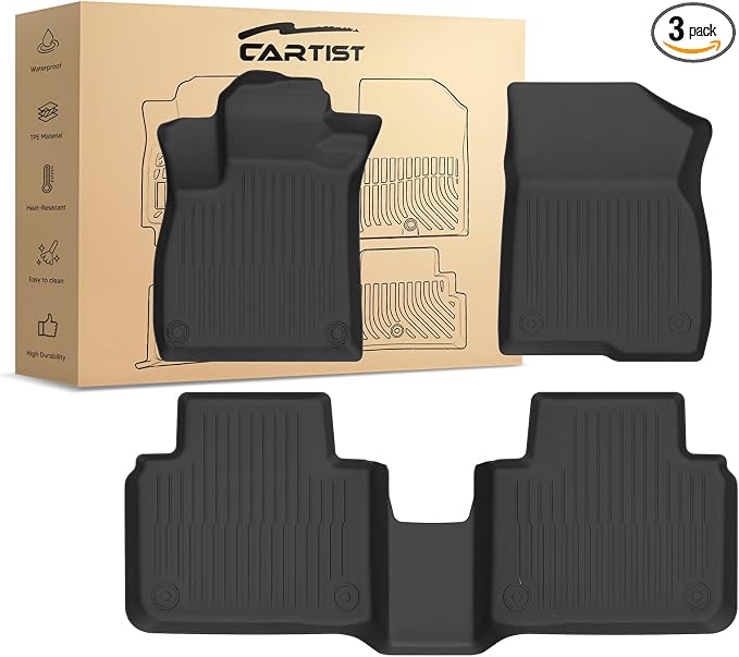 Cartist Custom Fit for Floor Mats Honda Accord 2018 2019 2020 2021 2022 (All Models) Floor Liners All Weather Front & 2nd Row Full Set TPE Waterproof
