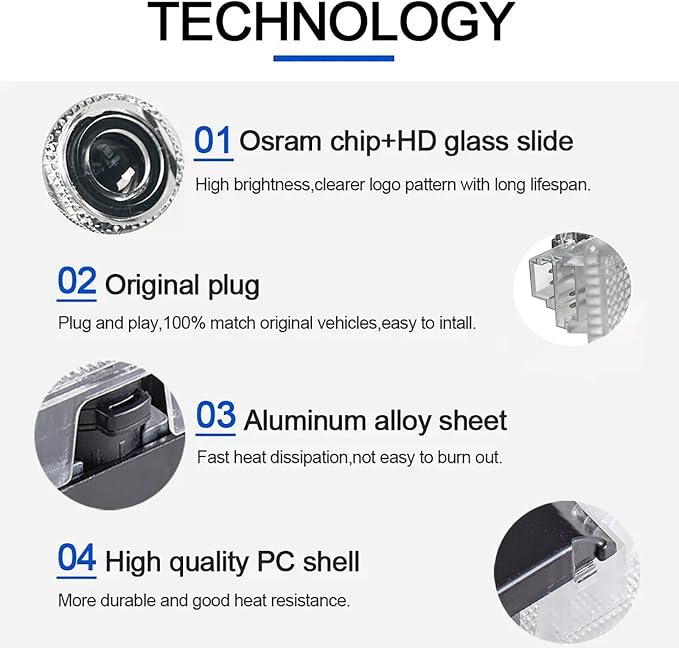 2Pcs Car Door Lights Projector for R55 R56 R57 R58 R59 R60 R61 F55 F56 F57 Car Door Logo Light Colorfast Courtesy Projector Laser Puddle lamp Welcome Lights Ghost Shadow Light Accessories (JCW)