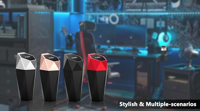 Ginsco Car Trash Can Cup Holder, 2 Pack Mini Car Trash Can with Lid, Car Accessories for Interior, Leakproof Small Trash Cup for Car, Home with Additional 2 ABS Hooks and 90pcs Trash Bags Red