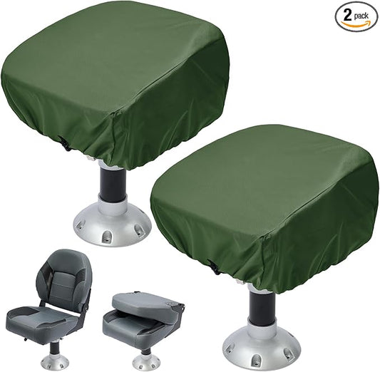 2 Pack Boat Seat Covers Waterproof 900D Heavy Duty Boat Folding Chair Cover | 18W x 20D x 14H inch, Green
