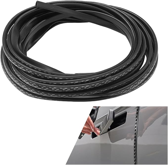 16FT/5M Car Door Edge Guards - U Shape Electroplated Glossy Rubber Door Edge Trim Seal Protector - Self-Adhesion Car Scratch Protection Guards for Sharp Edge, Doors, Sheet Metal (Carbon Fiber)