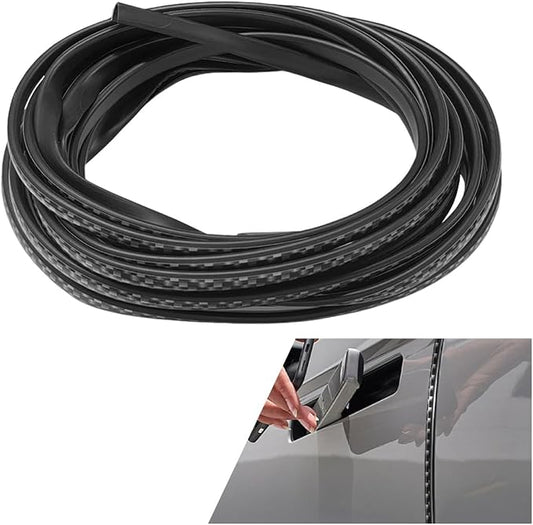 16FT/5M Car Door Edge Guards - U Shape Electroplated Glossy Rubber Door Edge Trim Seal Protector - Self-Adhesion Car Scratch Protection Guards for Sharp Edge, Doors, Sheet Metal (Carbon Fiber)