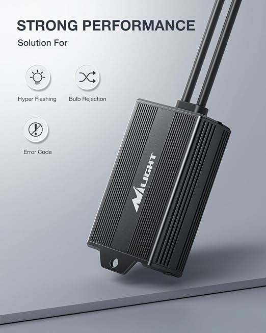 Nilight H4/9003 LED LED CANbus Decoder Anti-Flicker Harness | 6 watts, Error-Free Resistor Capacitor, 2-Pack