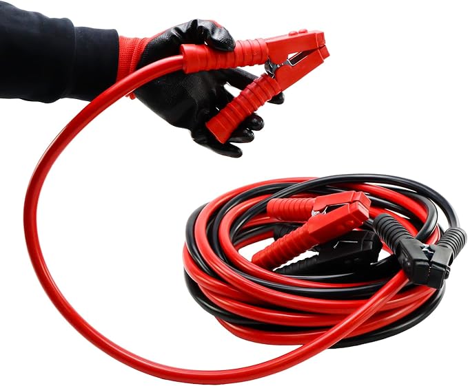 iMeshbean 2/0 Gauge 25FT Jumper Cables, Commercial Grade Automotive Booster Cables for Jump Starting Dead or Weak Batteries, Heavy Duty Booster Cable for Car Van Truck,with Storage Bag
