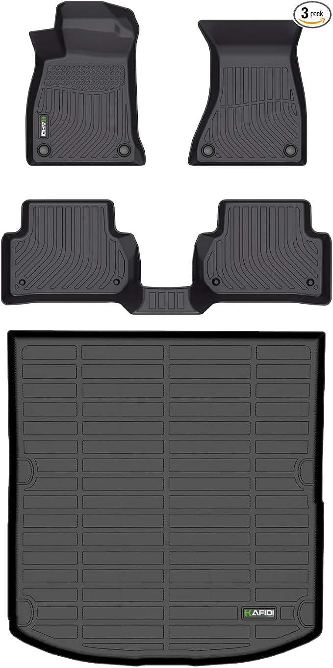 HAFIDI® Floor Mats & Cargo Liner Set Fit for Audi A4 17-25 | (Only Sedan Not for Allroad & Quattro) Custom full set Car liners,all weather guard,Full Set Accessories, TPE, Black