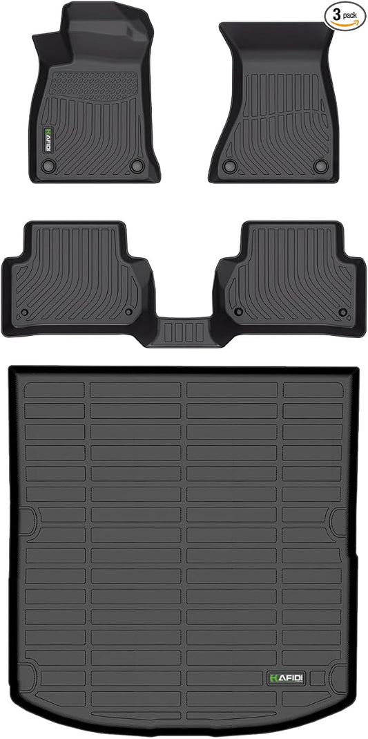 HAFIDI® Floor Mats & Cargo Liner Set Fit for Audi A4 17-25 | (Only Sedan Not for Allroad & Quattro) Custom full set Car liners,all weather guard,Full Set Accessories, TPE, Black