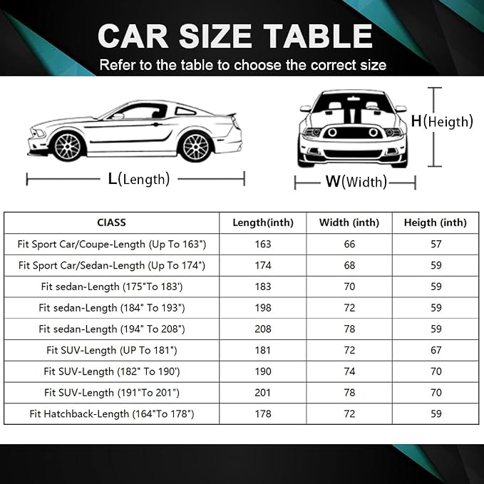 GUNHYI Car Cover for Automobiles Waterproof All Weather, Universal Fit Chevrolet Camaro, Audi A4/A5, Toyota Camry Solara, Lexus IS350, Mercedes-Benz C-Class, Volkswagen Passat, Nissan GT-R etc.