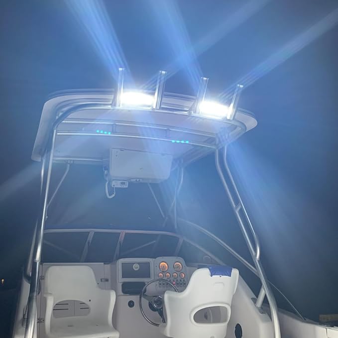 Nilight Marine LED Pods Navigation Lights 2PCS 72W White Flood Beam Ponton Boat Deck Dock Lighting for Night Fishing T-top Stern Yacht Kayak Port Sailboat Trucks Tractors