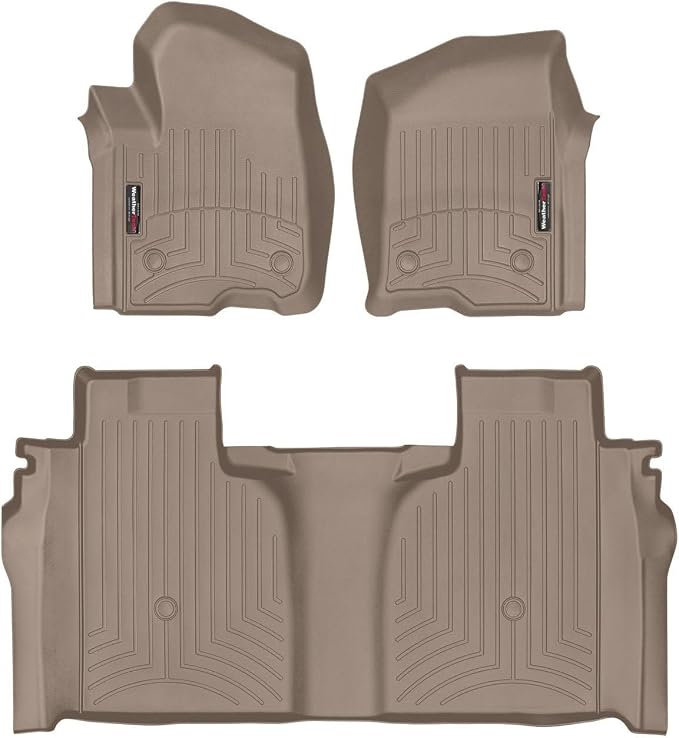 WeatherTech Custom Fit FloorLiners for Chevrolet Silverado 1500, Silverado 2500HD/3500HD, Silverado 1500 LTD - 1st & 2nd Row (451436-1-2), Tan