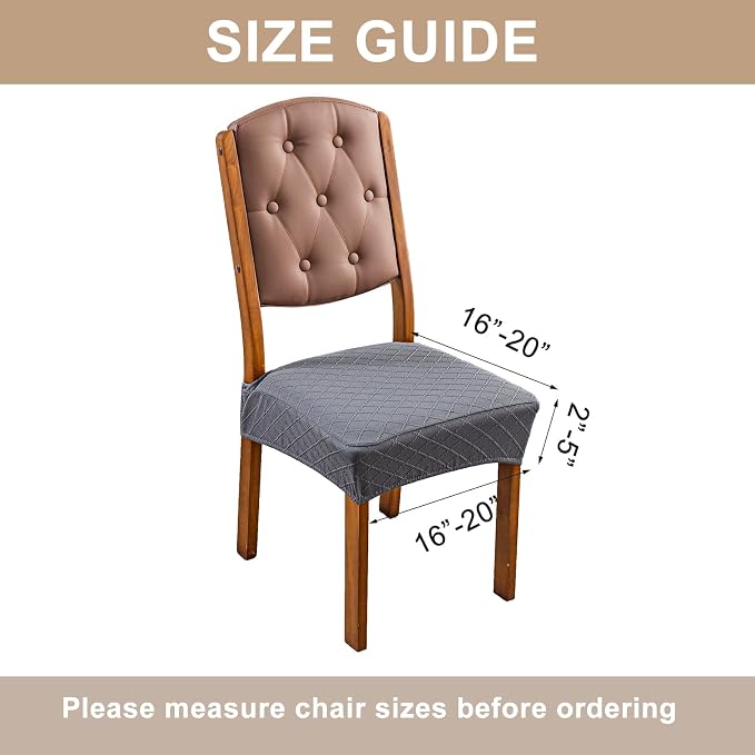 Genina Waterproof Seat Covers for Dining Room Chairs Covers Dining Chair Slipcovers Protector, No Rear Covers (Dark Gray, 4 Pcs)