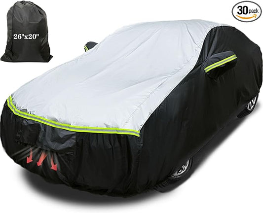 Car Cover Waterproof All Weather Tear-Resistant, Durable and Sun Protect,Suitable for Nissan Altima, Toyota Camry, Honda Accord, Lexus GS, Infiniti Q50, Kia K5, Fit Sedan Length (188-195 inch)