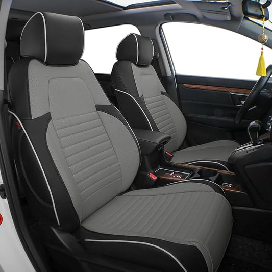 EKR Car Seat Covers for Honda CRV 2015-2016 Leatherette Full Set | Custom Fit for Honda CRV 2015 2016 Full Wrap,Airbag Compatible,Waterproof Pet-resistant,Faux Leather(Black/Gray)