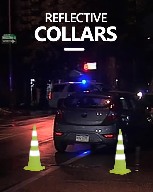 BATTIFE [2 Pack] 36 Inch Collapsible Traffic Cones, Lime Green Safety Cones, Pop-up Cones with Reflective Collar, for Driving Practice,Road Parking (Green)